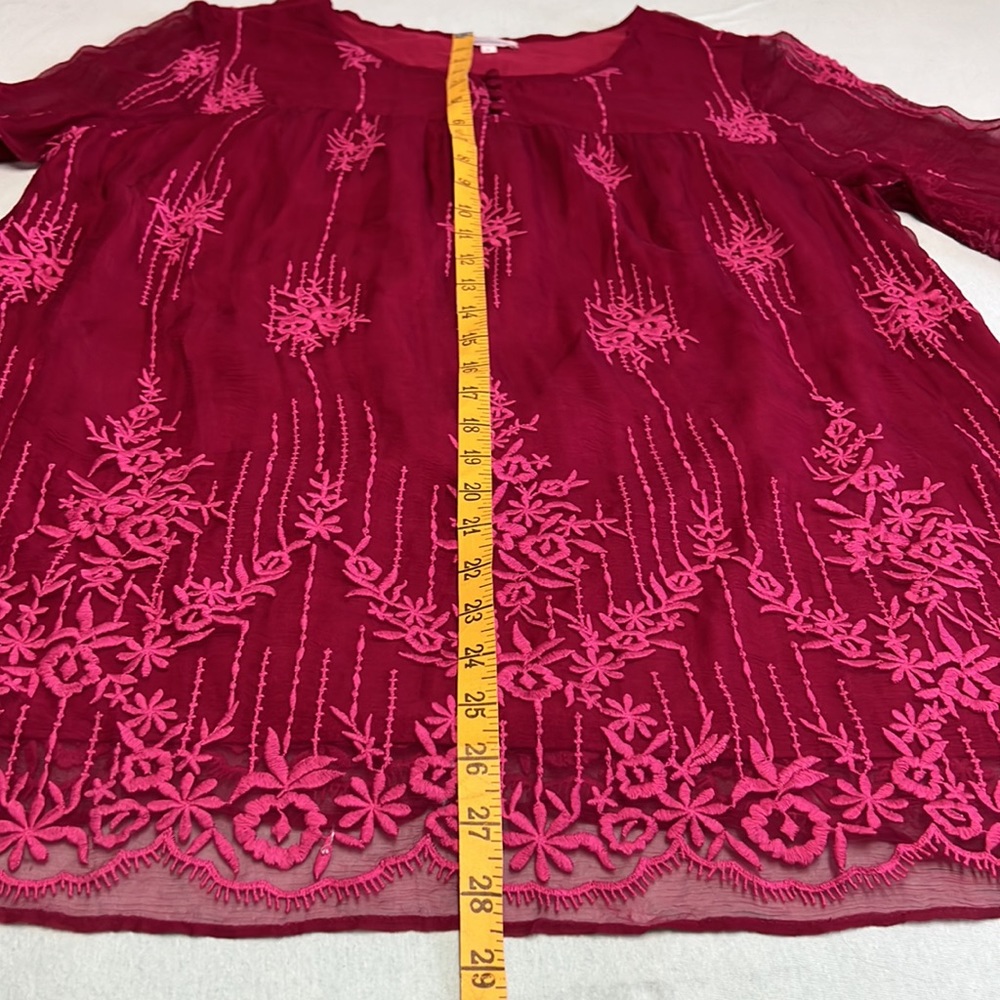 SOLD - Sundance Cora Embroidered Cupro Tunic Top
Wineberry Pink/Red (Large) - Picture 7 of 10